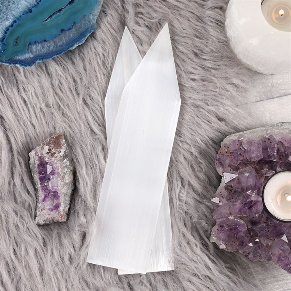 Selenite Flat Pointed Wand From Witch, Please!