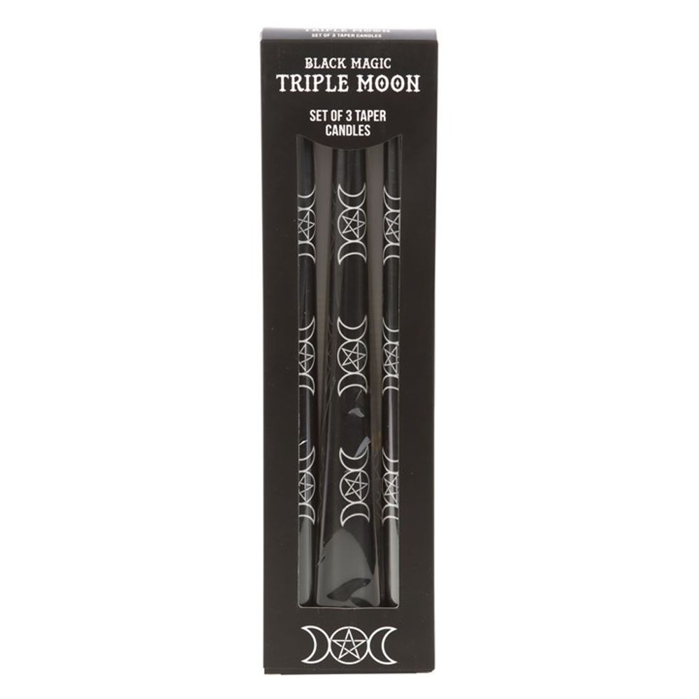 Set of 3 Black Magic Triple Moon Taper Candles From Witch, Please!