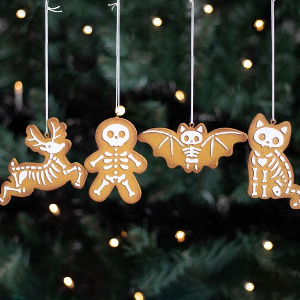 Set of 4 Creepy Skeleton Cookie Ornaments From Witch, Please!