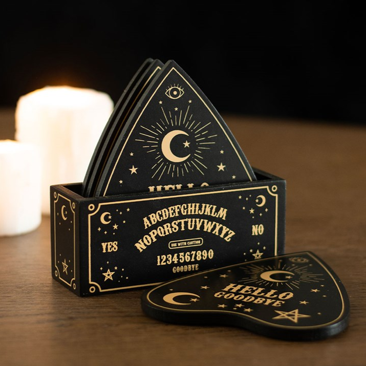 Black Talking Board Planchette Coaster Set From Witch, Please!