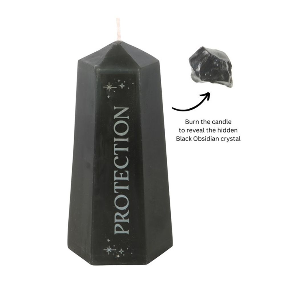 Protection Crystal Candle with Rough Black Obsidian From Witch, Please!