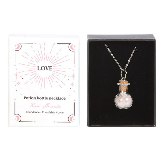 Love Rose Quartz Crystal Chip Potion Bottle Necklace From Witch, Please!