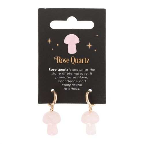 Rose Quartz Crystal Mushroom Earrings