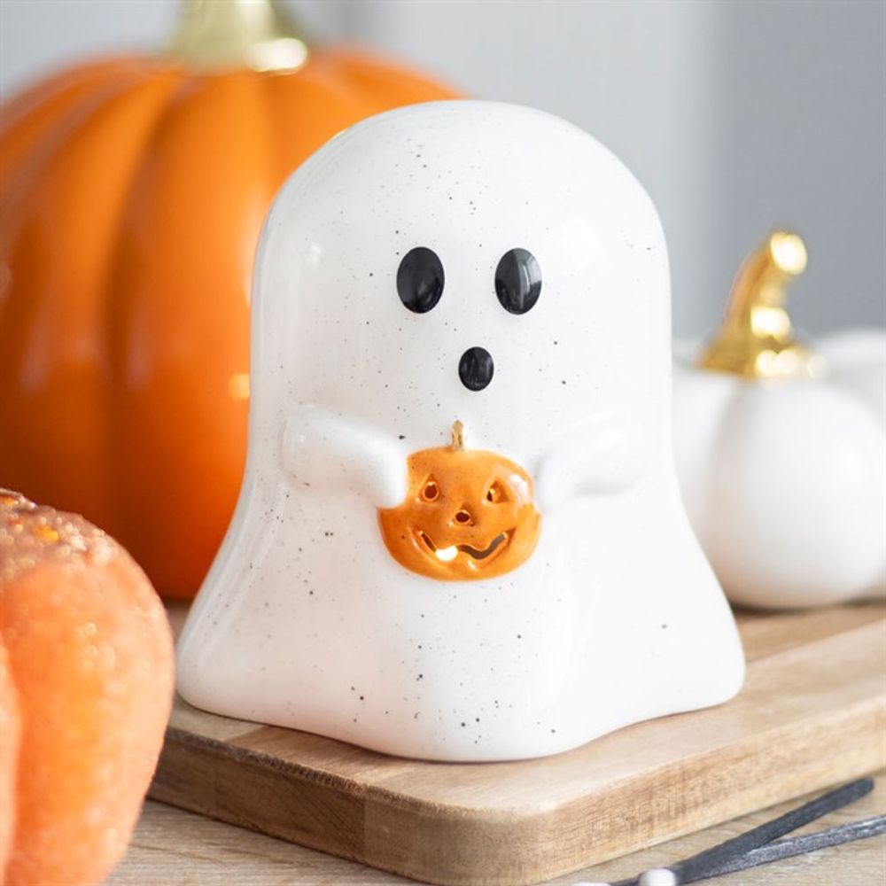 Ghost Shaped Tealight Candle Holder with Pumpkin From Witch, Please!