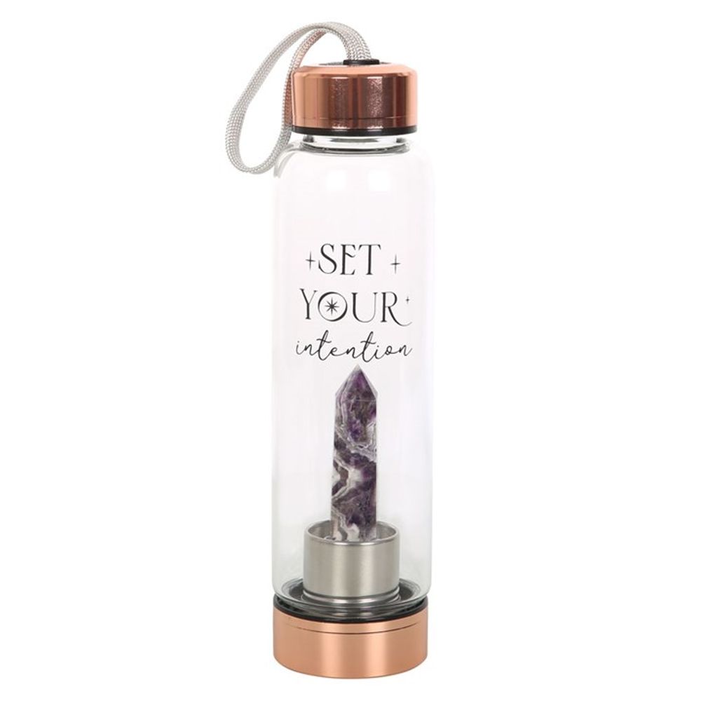 Amethyst Set Your Intention Glass Water Bottle From Witch, Please!