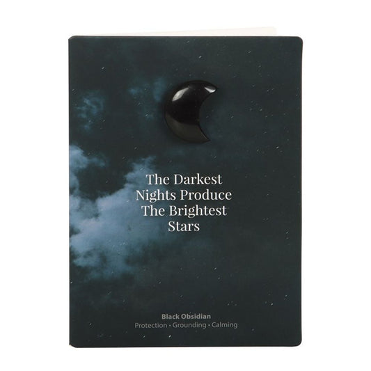 Darkest Nights Black Obsidian Crystal Moon Greeting Card From Witch, Please!