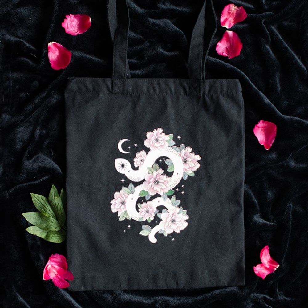 Floral Snake Polycotton Tote Bag From Witch, Please!