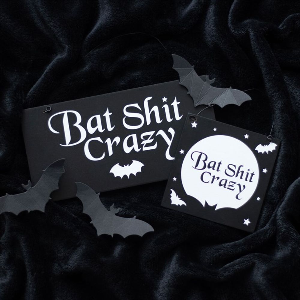 10cm Bat Shit Crazy Hanging Sign From Witch, Please!