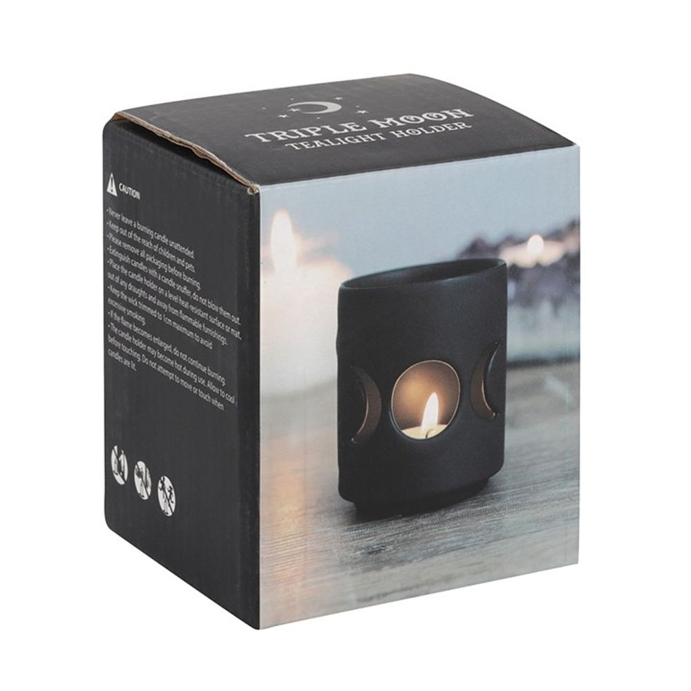 Small Black Triple Moon Cut Out Tealight Holder From Witch, Please!