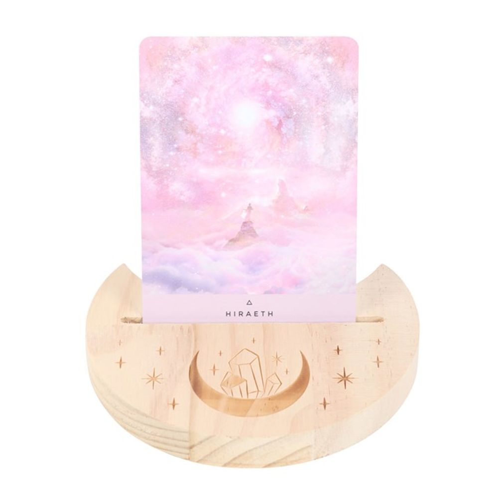 Natural Crystal Crescent Moon Tarot Card Stand From Witch, Please!