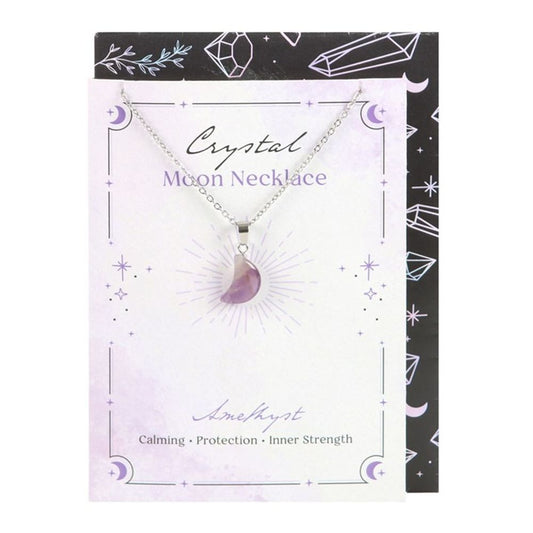 Amethyst Crystal Moon Necklace on Greeting Card From Witch, Please!