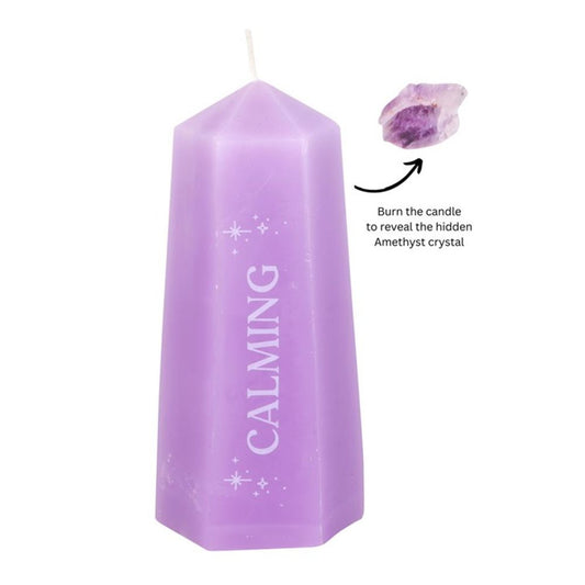 Calming Crystal Candle with Rough Amethyst From Witch, Please!