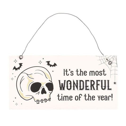 Most Wonderful Time of the Year Skull Hanging Sign From Witch, Please!