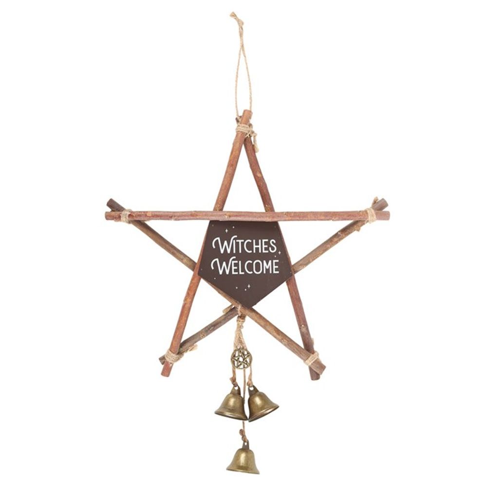 30cm Witches Welcome Willow Pentagram Sign with Bells From Witch, Please!