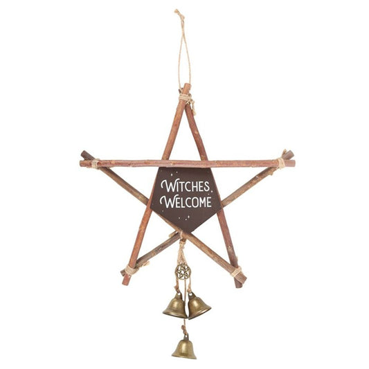 30cm Witches Welcome Willow Pentagram Sign with Bells From Witch, Please!