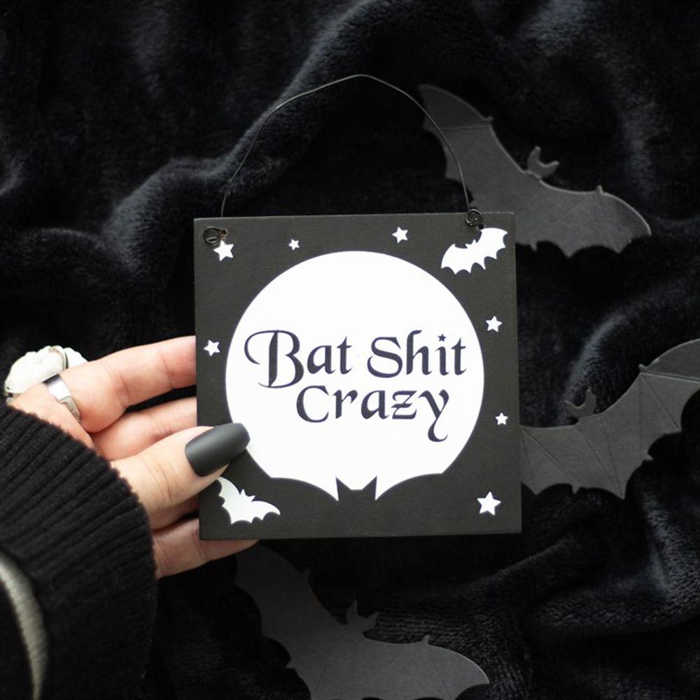 10cm Bat Shit Crazy Hanging Sign From Witch, Please!