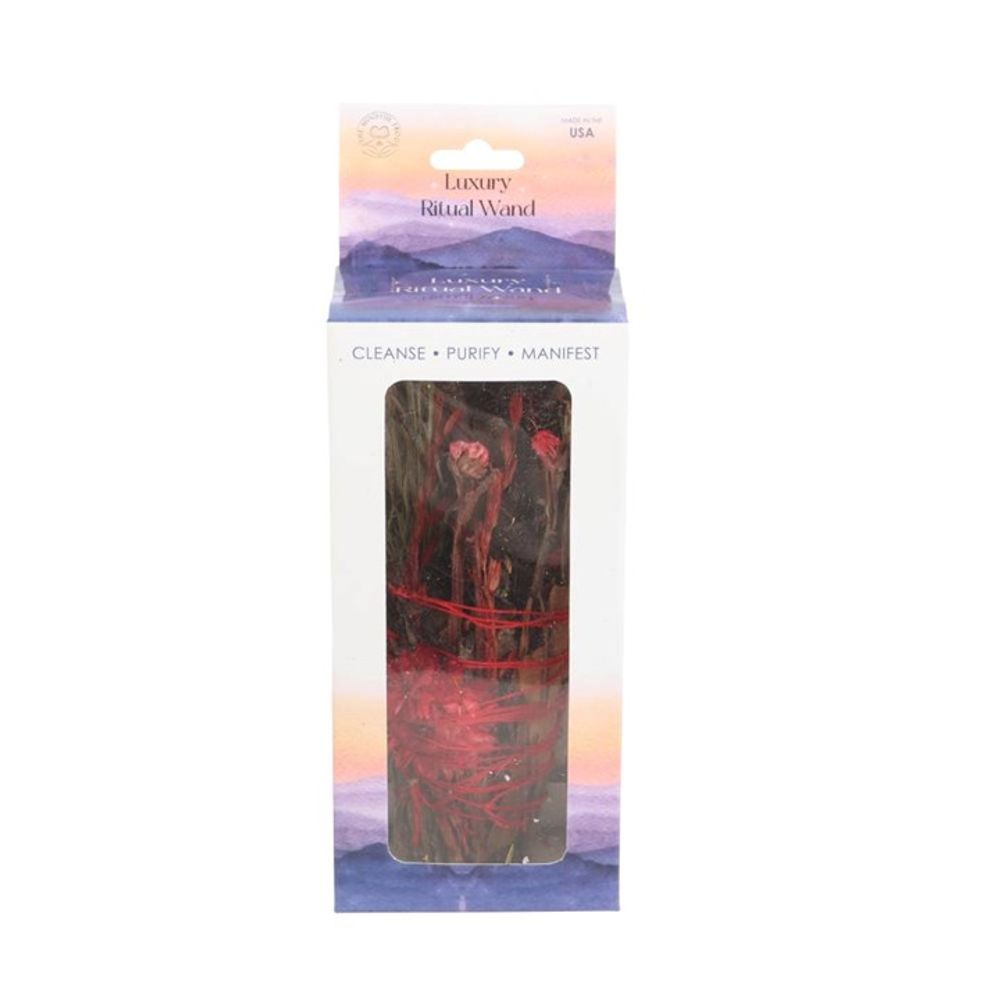 6in Ritual Wand Smudge Stick with Rosemary and Red Flowers From Witch, Please!