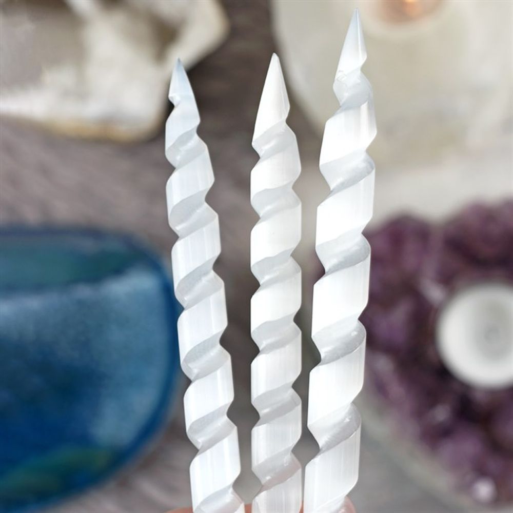 Round Point Selenite Spiral Wand From Witch, Please!