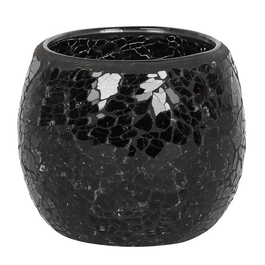 Large Black Crackle Glass Candle Holder From Witch, Please!