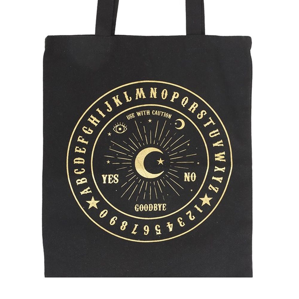 Black and Gold Talking Board Polycotton Tote Bag From Witch, Please!