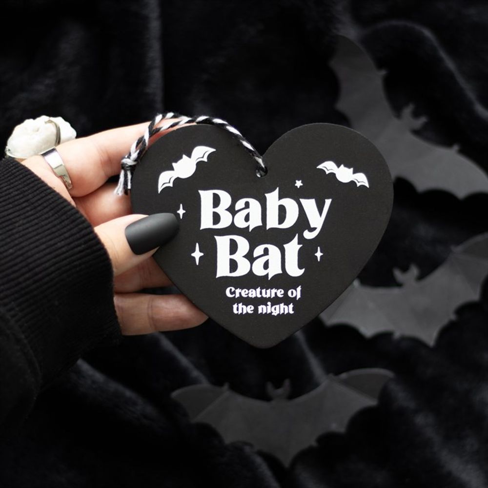 Baby Bat Hanging Heart Sign From Witch, Please!