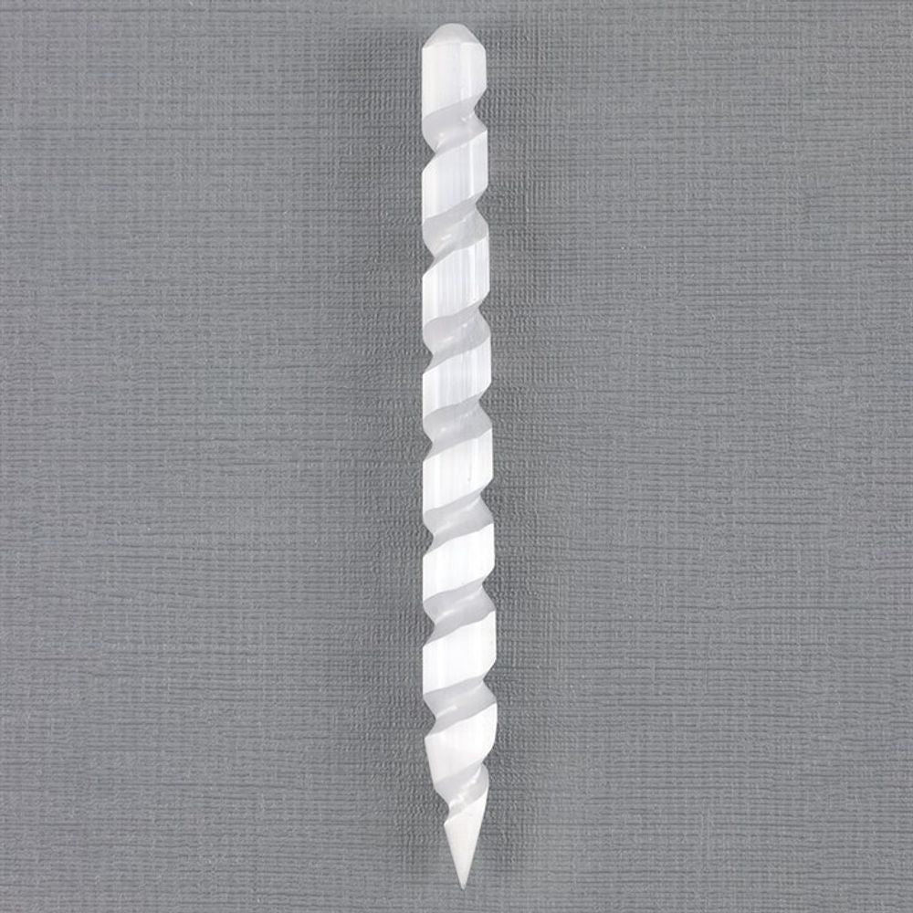 Round Point Selenite Spiral Wand From Witch, Please!