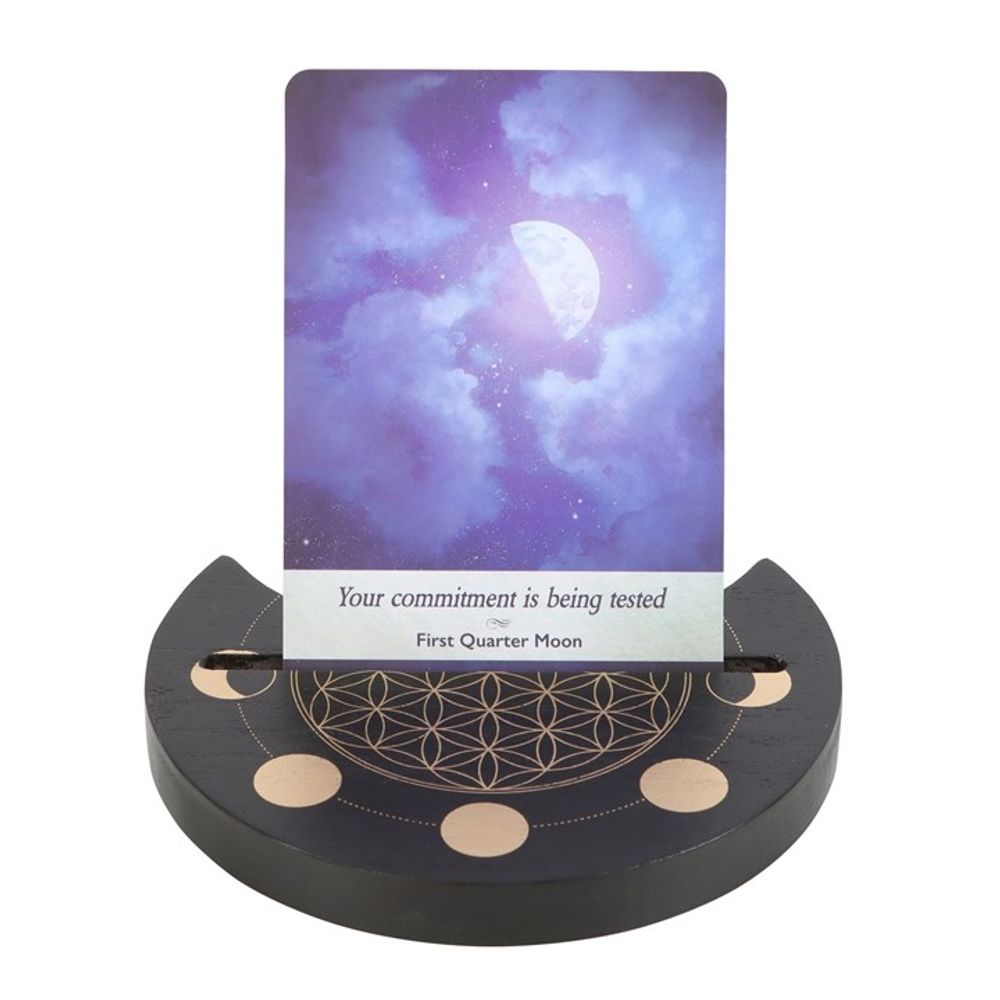 Black Flower of Life Crescent Moon Tarot Card Stand From Witch, Please!