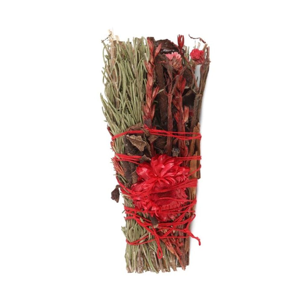 6in Ritual Wand Smudge Stick with Rosemary and Red Flowers From Witch, Please!